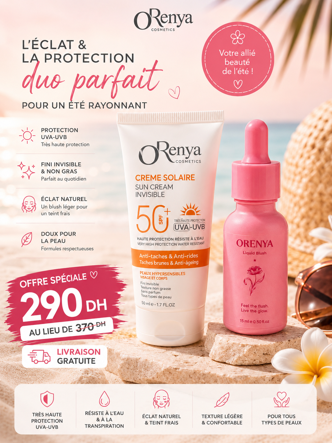 Ecran solaire + blush
